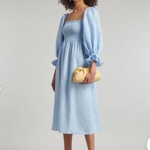 Sleeper blue linen midi dress